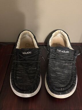 Hey Dude Kids' Black Slip-On Sneakers with White Soles 1Y